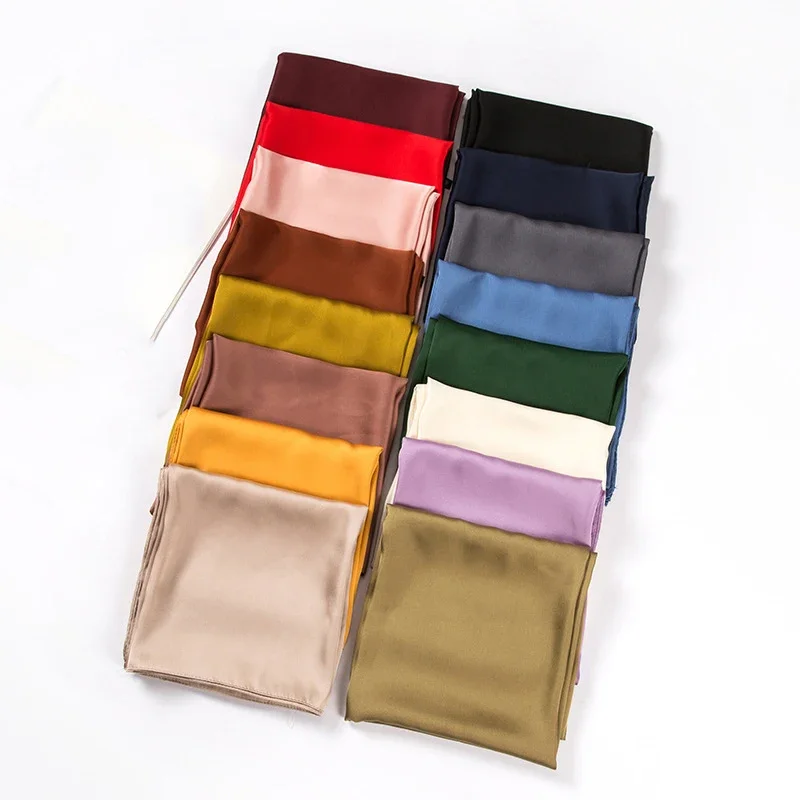 Women Accessories Wholesale China - Satijnen sjaal dames 70cm effen kleur