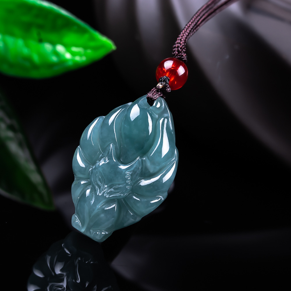 Women Accessories To Gift - Natuurlijke Birmese Jadeïet Vos Hanger Ketting