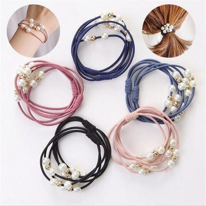 Women Accessories Wholesale China - 10Pcs Basic Knoop Parels Elastische Haarbanden