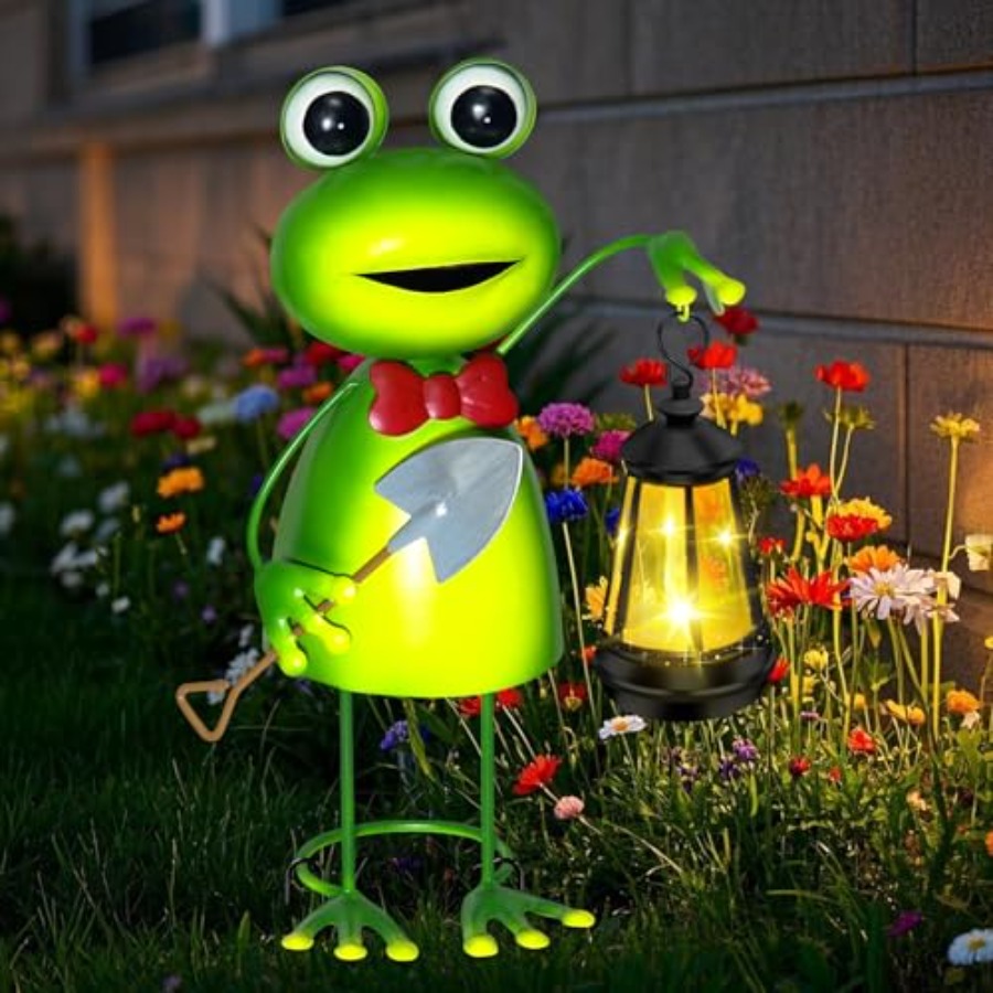 Women Accessories To Gift - Solar Garden Lights Kikkerstandbeeld met zonne-lantaarnverlichting,