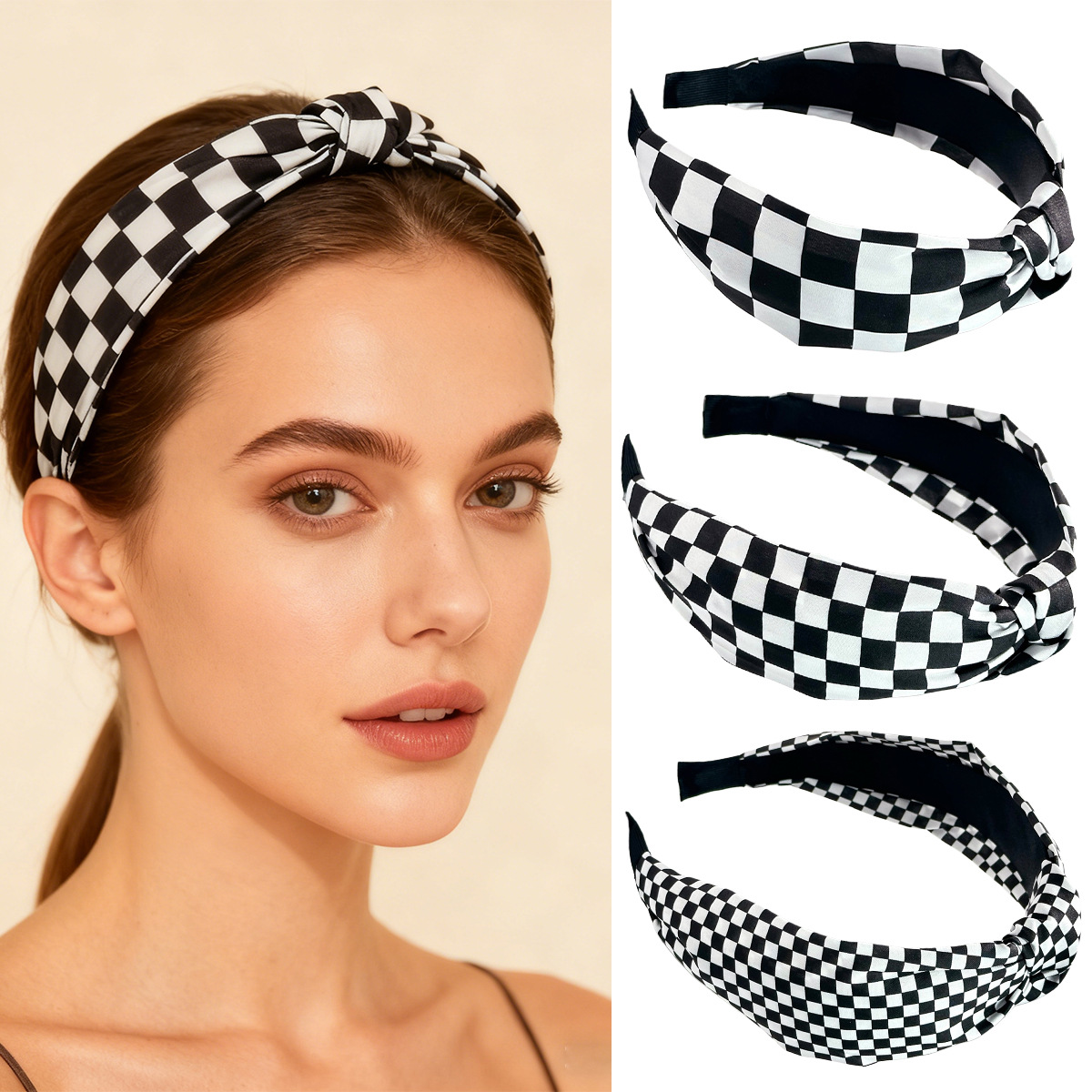 Zwart-wit geruite hoofdbanden, - Women Accessories Wholesale China recensie en prijs